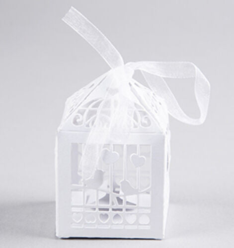 100 Piece Pack - White Dove Bird Heart Wedding Bomboniere Favor Lolly Gift Card Box V382-WHDOVEBOX100
