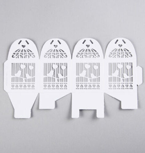 50 Piece Pack - White Dove Bird Heart Wedding Bomboniere Favor Lolly Gift Card Box V382-WHDOVEBOX50