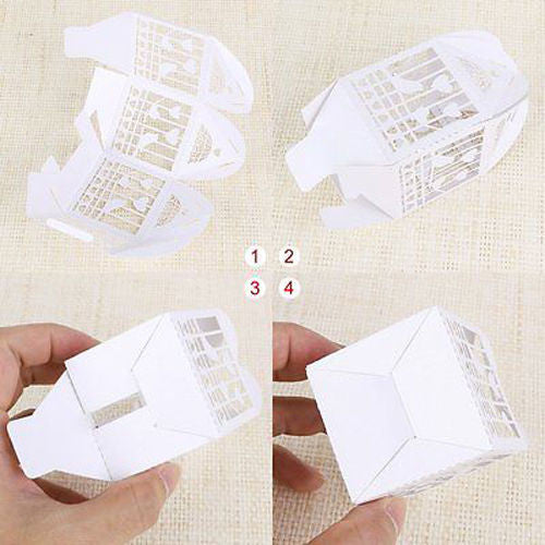 50 Piece Pack - White Dove Bird Heart Wedding Bomboniere Favor Lolly Gift Card Box V382-WHDOVEBOX50