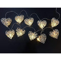 20 White 3D Hollowed Rattan Heart-Shaped 3M String Fairy Lights, Battery (AA) Indoor & Outdoor Decorations V382-WHHRTRATTBATT20