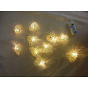 20 White 3D Hollowed Rattan Heart-Shaped 3M String Fairy Lights, Battery (AA) Indoor & Outdoor Decorations V382-WHHRTRATTBATT20