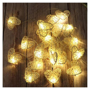 20 White 3D Hollowed Rattan Heart-Shaped 3M String Fairy Lights, Battery (AA) Indoor & Outdoor Decorations V382-WHHRTRATTBATT20