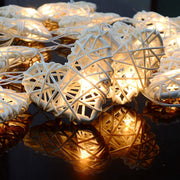 20 White 3D Hollowed Rattan Heart-Shaped 3M String Fairy Lights, Battery (AA) Indoor & Outdoor Decorations V382-WHHRTRATTBATT20