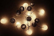 1 Set of 20 LED Black White 5cm Cotton Ball Battery Powered String Lights Xmas Gift Home Wedding Party V382-WHITEBLACKBALLBATT20