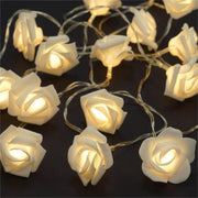 20 White Rose 3D Fairy Lights 3M String, Battery (AA) Indoor & Outdoor Decorations Wedding Valentines V382-WHITEROSEBATT20