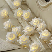 20 White Rose 3D Fairy Lights 3M String, Battery (AA) Indoor & Outdoor Decorations Wedding Valentines V382-WHITEROSEBATT20