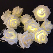 20 White Rose 3D Fairy Lights 3M String, Battery (AA) Indoor & Outdoor Decorations Wedding Valentines V382-WHITEROSEBATT20