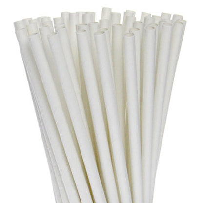 50 Pack White Drinking Straws Biodegradable Eco Paper Birthday Party Event Bistro Bar Cafe Take Away V382-WHITESTRAW50
