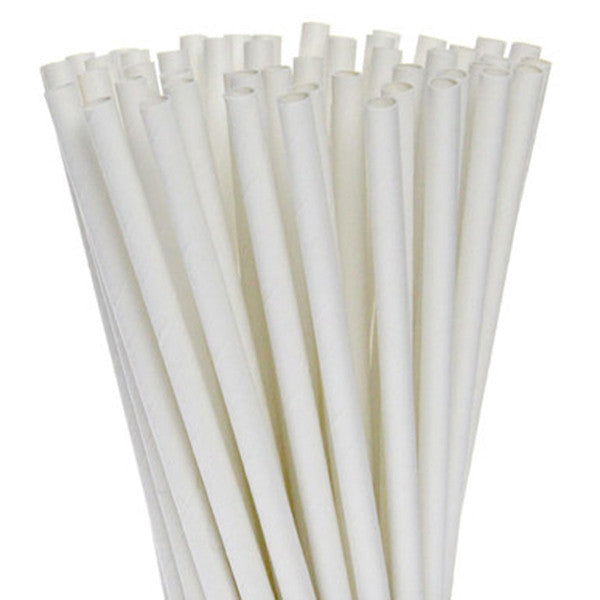 50 Pack White Drinking Straws Biodegradable Eco Paper Birthday Party Event Bistro Bar Cafe Take Away V382-WHITESTRAW50
