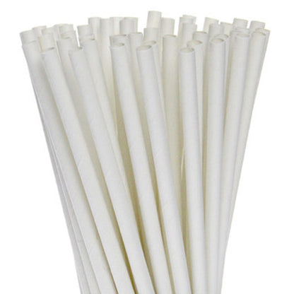 50 Pack White Drinking Straws Biodegradable Eco Paper Birthday Party Event Bistro Bar Cafe Take Away V382-WHITESTRAW50