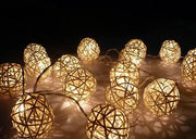 1 Set of 20 LED Cream White 5cm Rattan Cane Ball Battery Powered String Lights Christmas Gift Home Wedding V382-WHRATTBALLBATT20