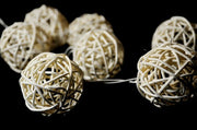 1 Set of 20 LED Cream White 5cm Rattan Cane Ball Battery Powered String Lights Christmas Gift Home Wedding V382-WHRATTBALLBATT20