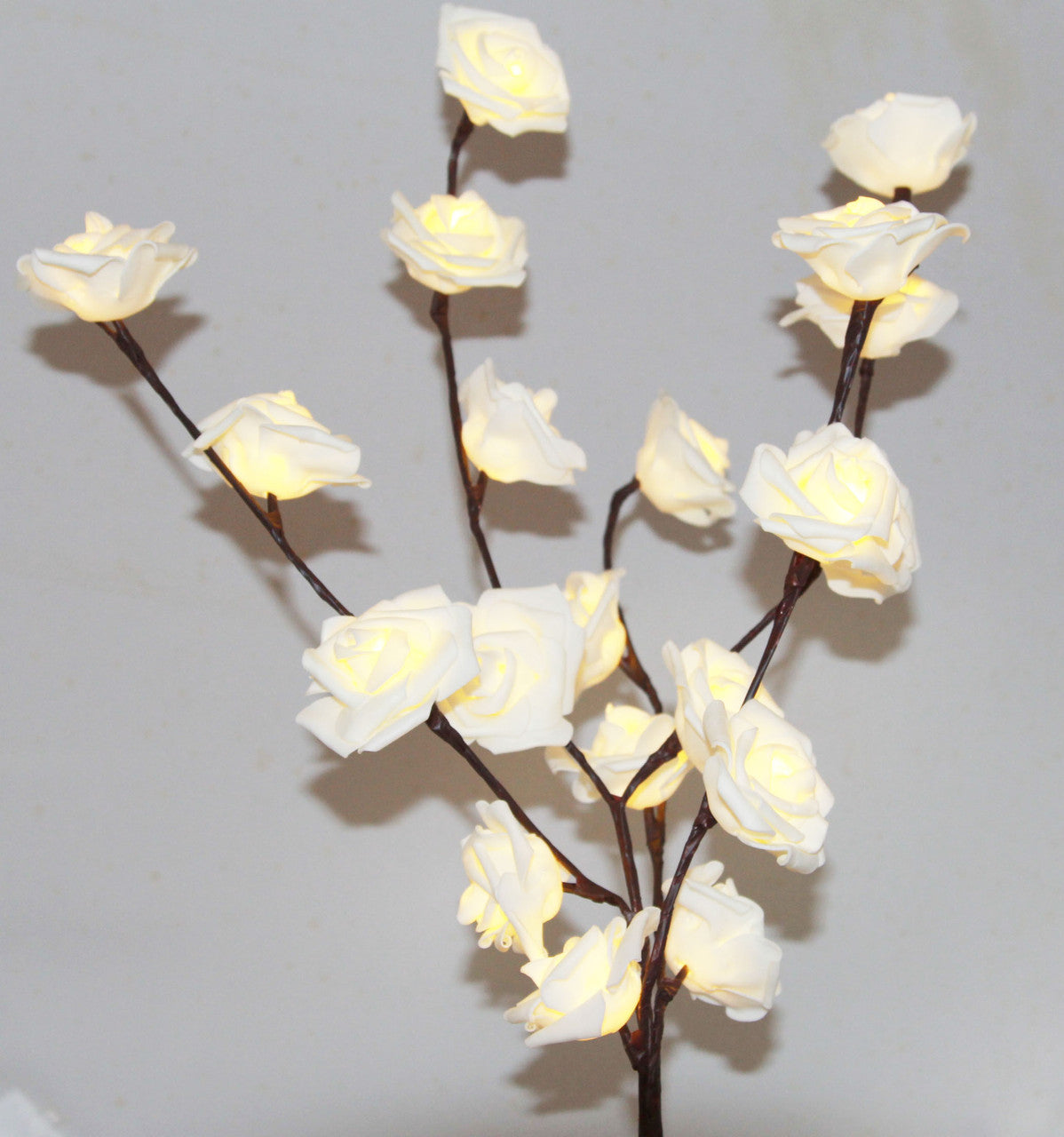1 Set of 50cm H 20 LED White Rose Tree Branch Stem Fairy Light Wedding Event Party Function Table Vase V382-WHROSESTEMBATT