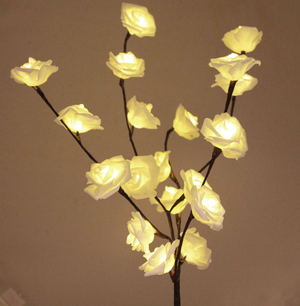 1 Set of 50cm H 20 LED White Rose Tree Branch Stem Fairy Light Wedding Event Party Function Table Vase V382-WHROSESTEMBATT