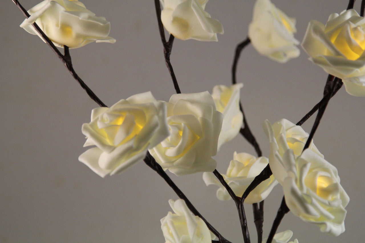 1 Set of 50cm H 20 LED White Rose Tree Branch Stem Fairy Light Wedding Event Party Function Table Vase V382-WHROSESTEMBATT