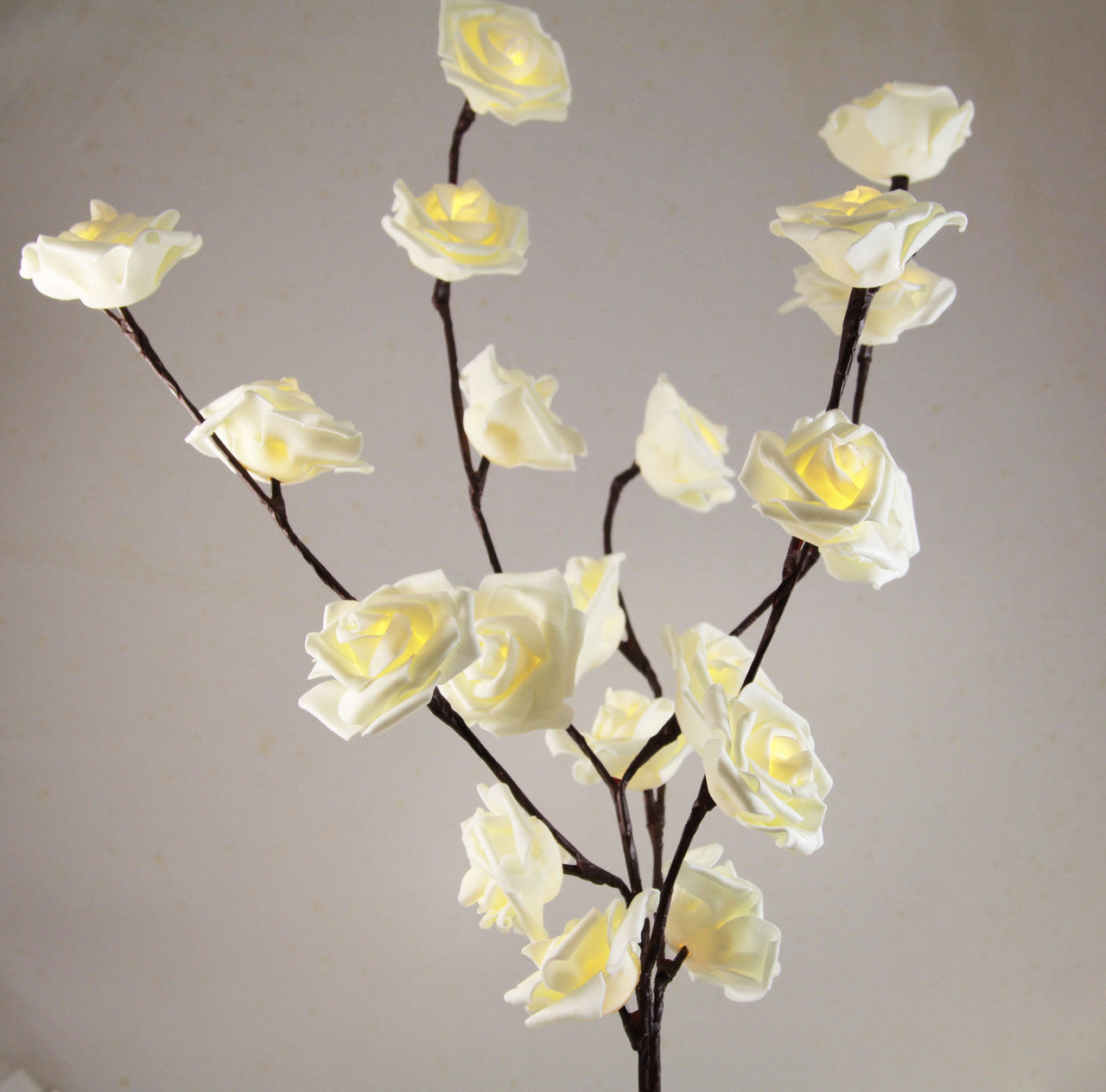 1 Set of 50cm H 20 LED White Rose Tree Branch Stem Fairy Light Wedding Event Party Function Table Vase V382-WHROSESTEMBATT