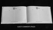 White Wedding Guest Book Register with Silver Pen Matching Stand Set 36 Lined Pages - White Sach Diamante V382-WHSACHGBPEN