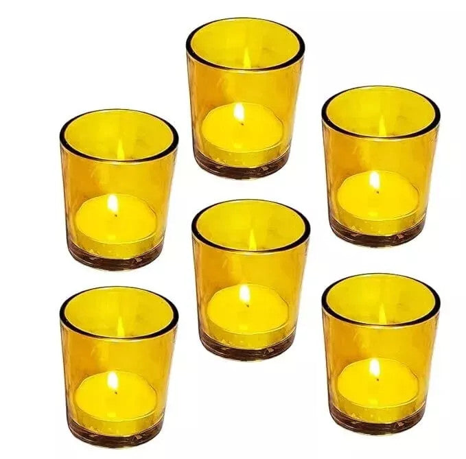 20 Pack Yellow Glass Votive Candle Holders Table Centreoieces Xmas Wedding Anniversary Event Recption Party V382-YELLOWCHX20