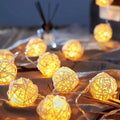 1 Set of Yellow 5cm Rattan Cane 50 Ball Battery Power LONG 5m String Lights Christmas Gift Home Wedding Party V382-YELLOWRATTBALLBATT50