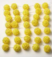 1 Set of Yellow 5cm Rattan Cane 50 Ball Battery Power LONG 5m String Lights Christmas Gift Home Wedding Party V382-YELLOWRATTBALLBATT50