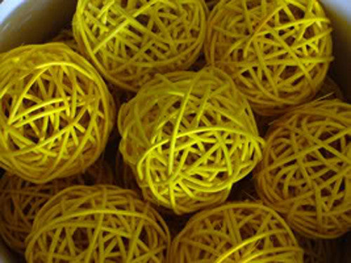 1 Set of Yellow 5cm Rattan Cane 50 Ball Battery Power LONG 5m String Lights Christmas Gift Home Wedding Party V382-YELLOWRATTBALLBATT50