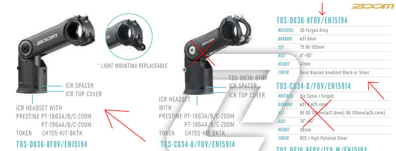 ZOOM TDS-D636 Height Adjustable Stem MTB Ebike Mountain Cable Intergration Hide 31.8mm V382-ZOOMTDS636STEM