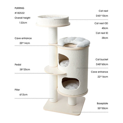 HONEYPOTCAT PURRING Plush & Sisal Barrel Cat Tower - 122cm V390-182532