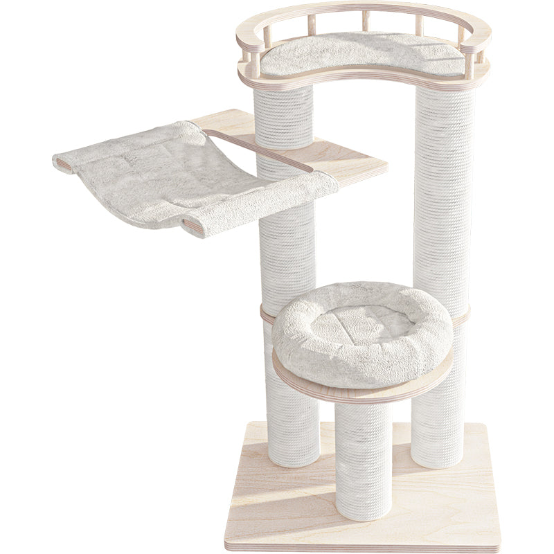 HONEYPOTCAT Leisure Loft With Hammock & Scratch Post - White Velvet - 127cm V390-190360
