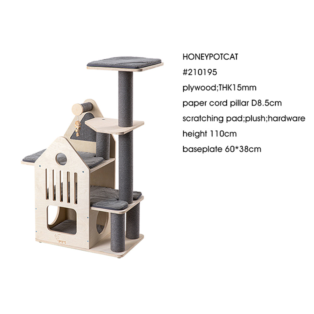 HONEYPOTCAT Deluxe Two-Level Cat Villa - 113cm V390-210195