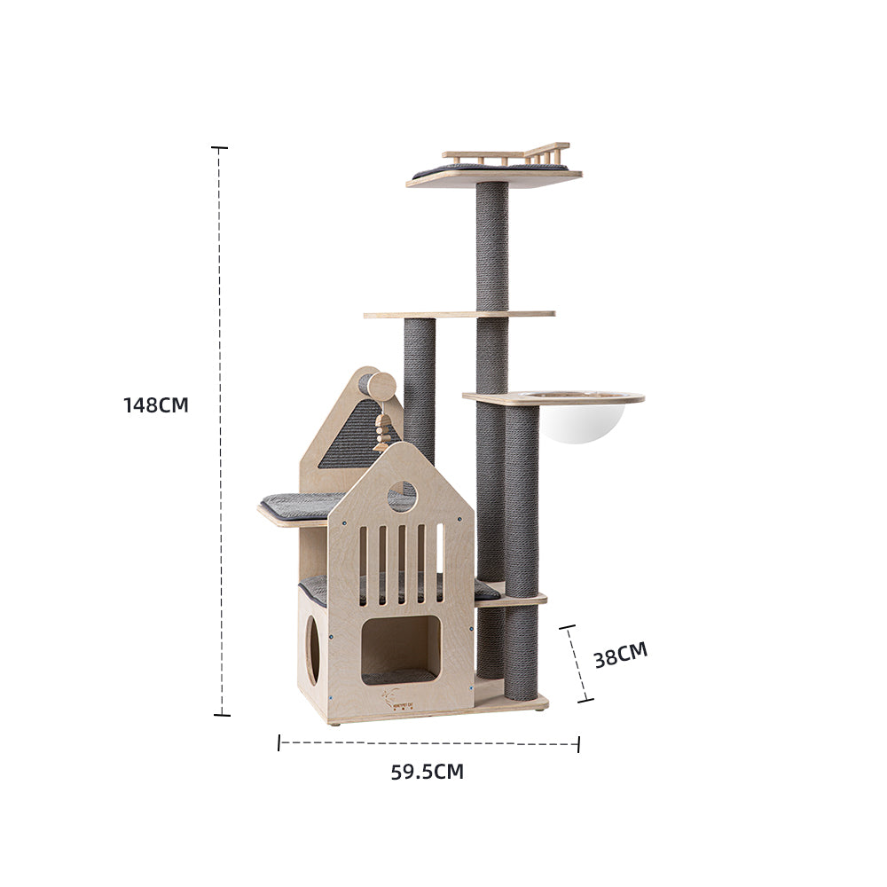HONEYPOTCAT Grand Cat Mansion With Space Capsule - 148cm V390-210195PRO
