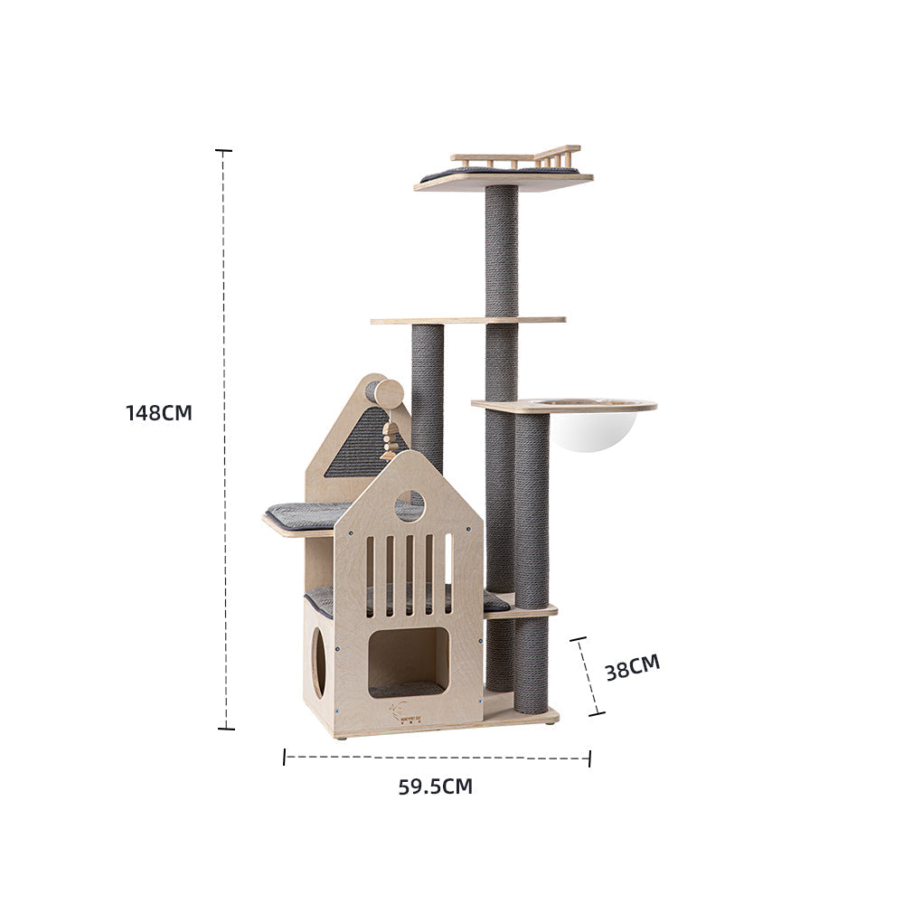 HONEYPOTCAT Grand Cat Mansion With Space Capsule - 148cm V390-210195PRO
