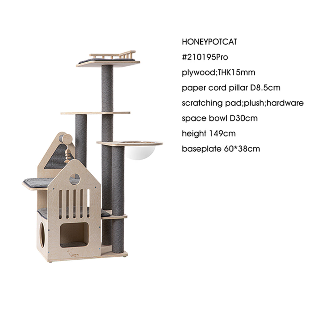 HONEYPOTCAT Grand Cat Mansion With Space Capsule - 148cm V390-210195PRO
