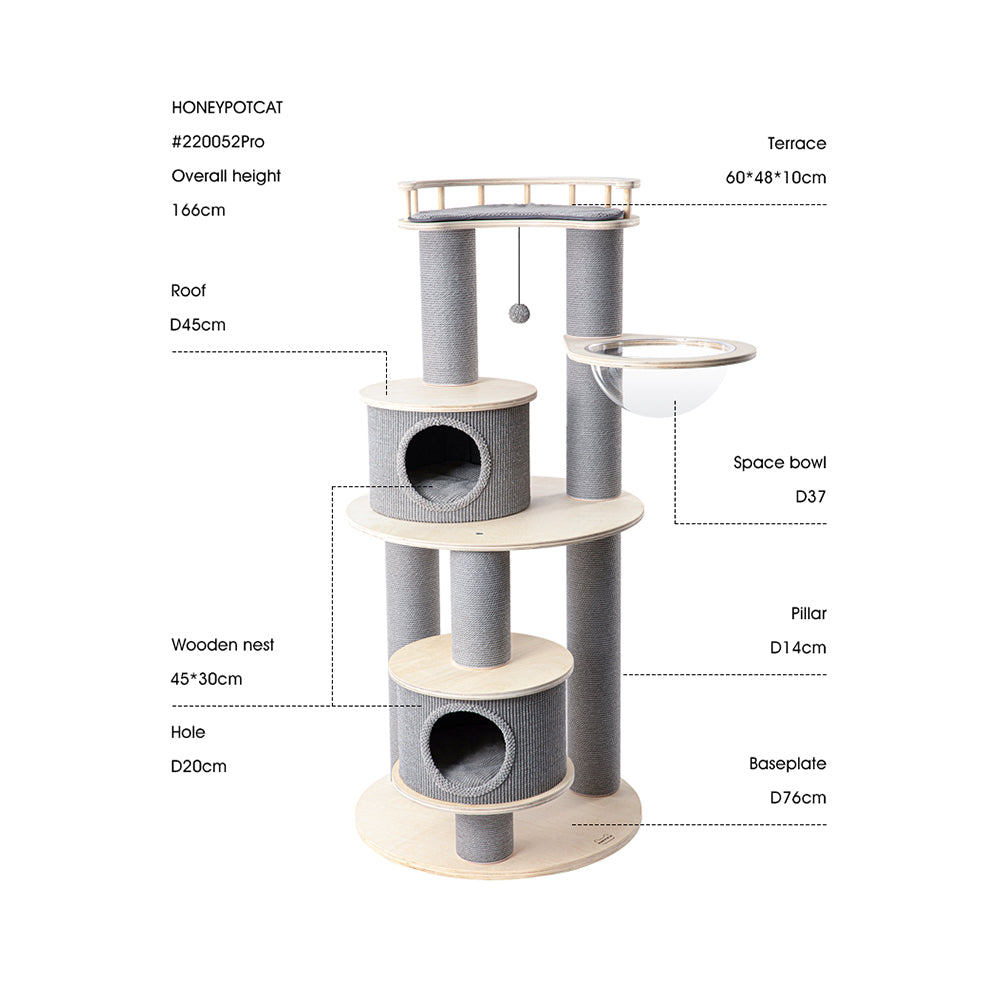 HONEYPOTCAT Majestic Reinforced Multi-Level Cat Tree - 165cm V390-220052PRO
