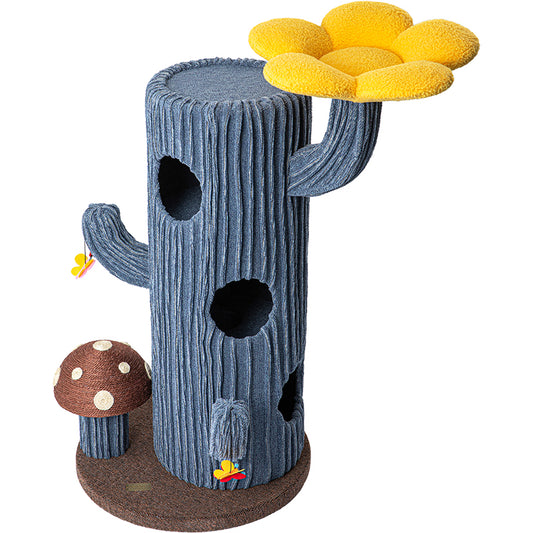 HONEYPOTCAT Solo Cactus Bloom Cat Tree - Blue 120.5cm V390-220601B