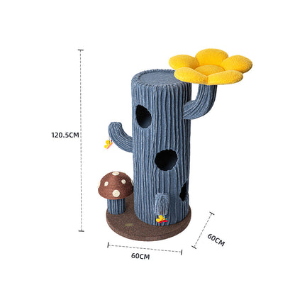 HONEYPOTCAT Solo Cactus Bloom Cat Tree - Blue 120.5cm V390-220601B