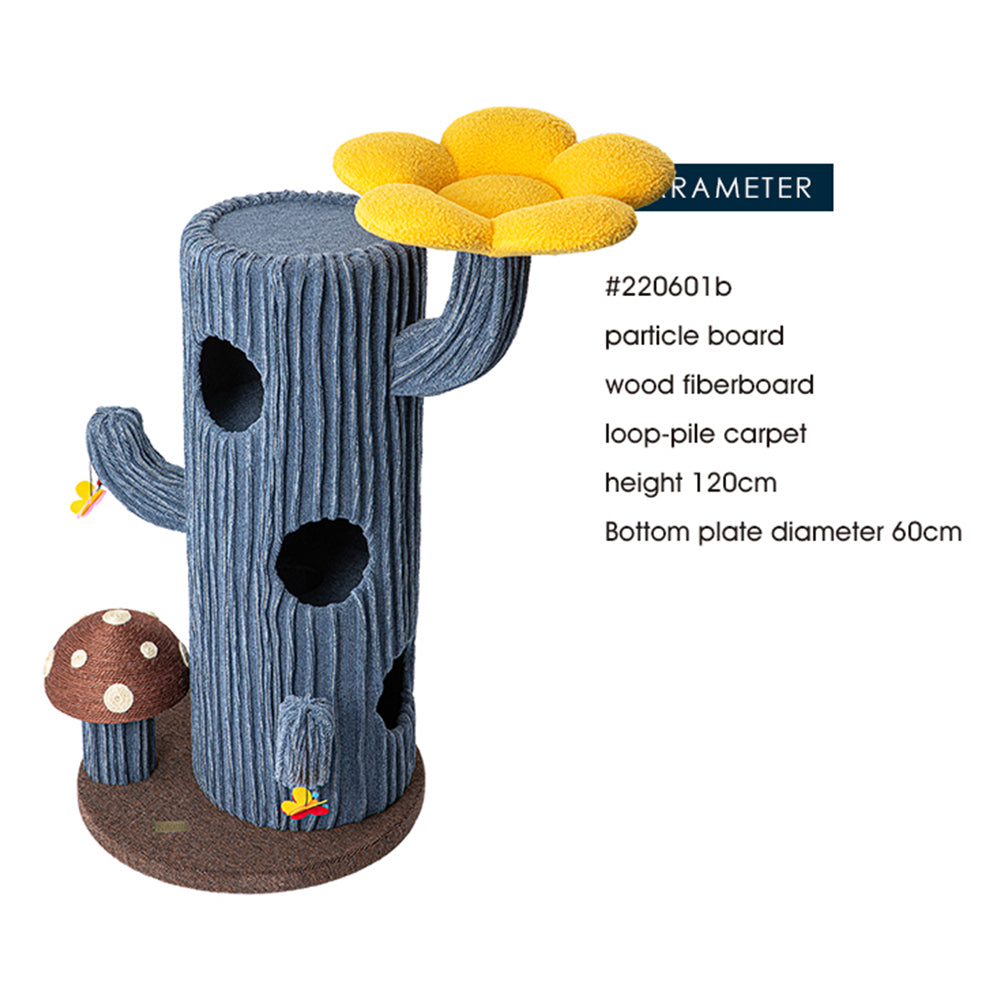 HONEYPOTCAT Solo Cactus Bloom Cat Tree - Blue 120.5cm V390-220601B