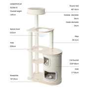 HONEYPOTCAT Fun Oasis Wood Cat Tree & Activity Barrel - 135cm V390-230618
