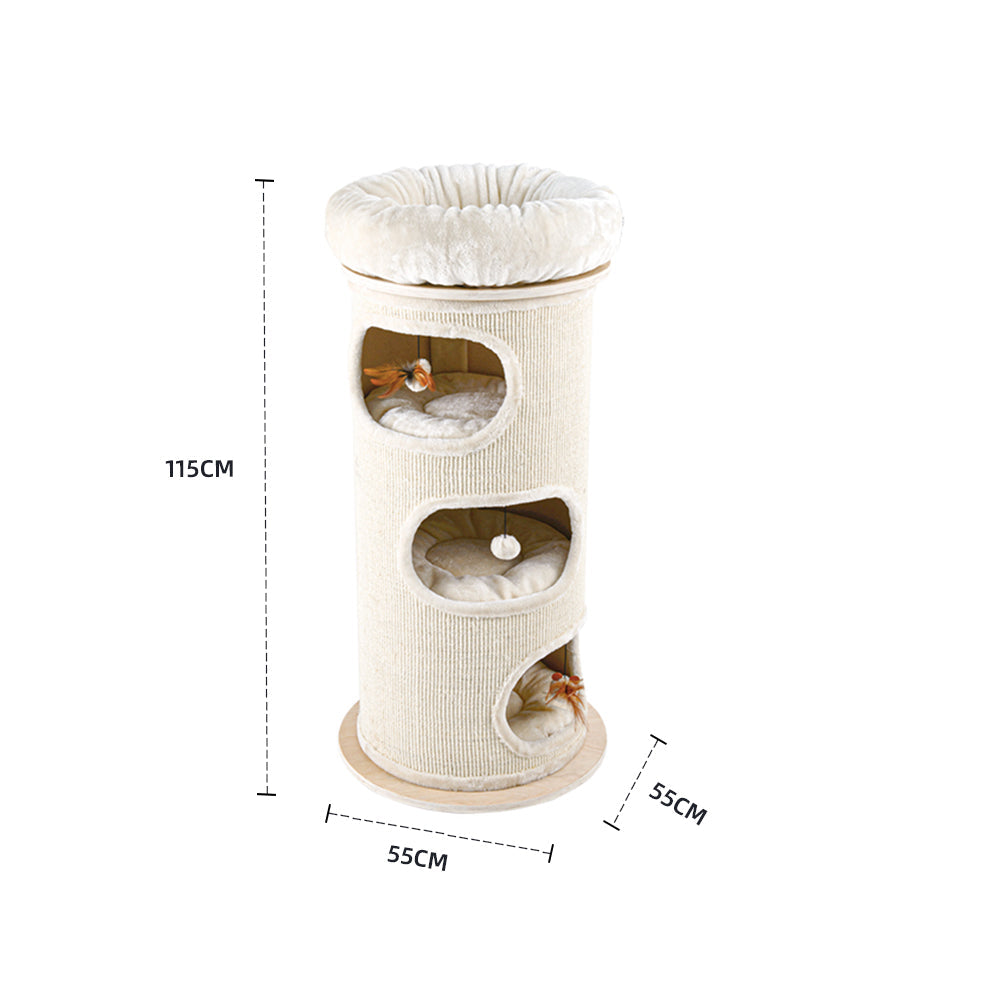 HONEYPOTCAT Cosy Sisal Barrel With Plush Top - Deluxe 115cm V390-2504