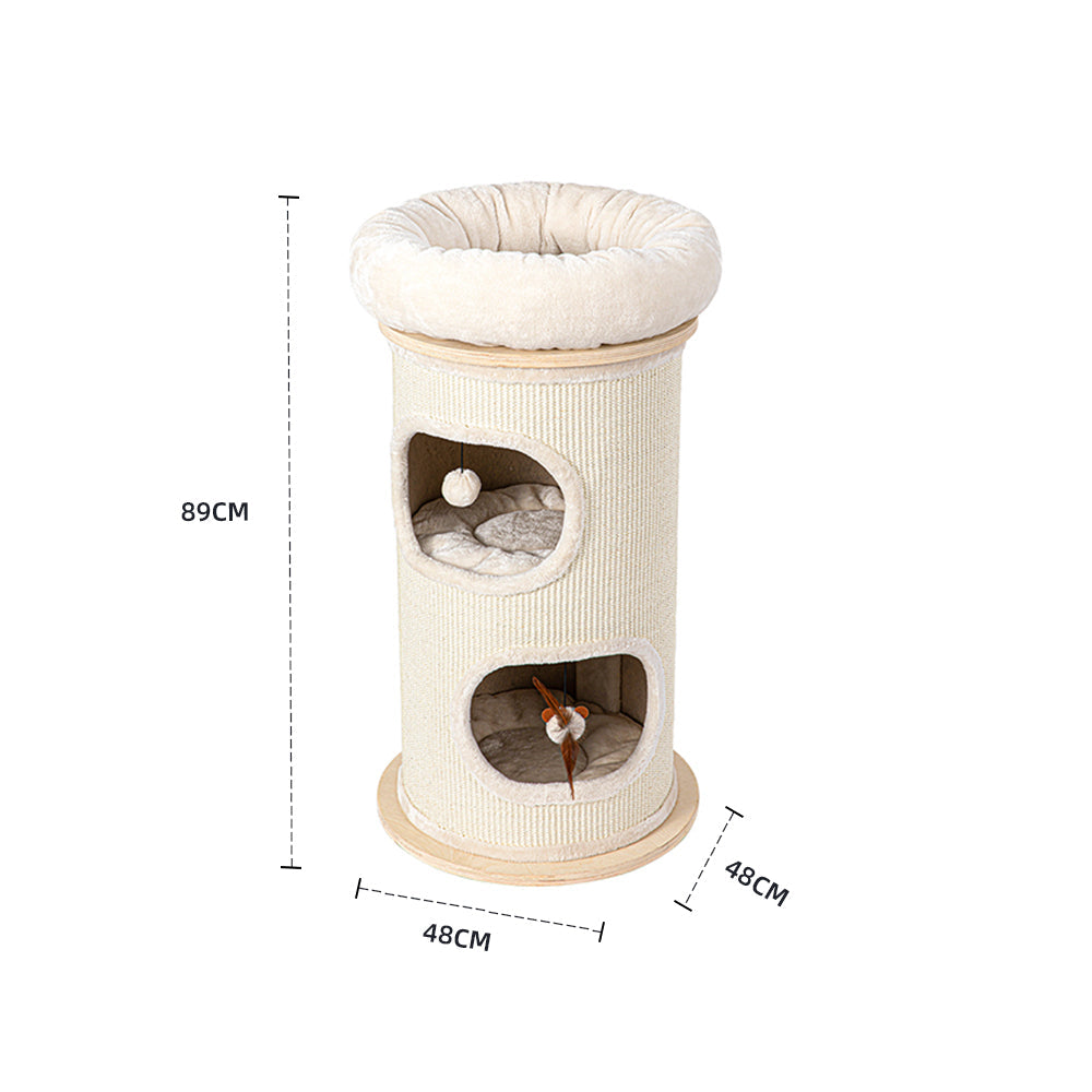 HONEYPOTCAT Cosy Sisal Barrel With Plush Top - Compact 89cm V390-2504S