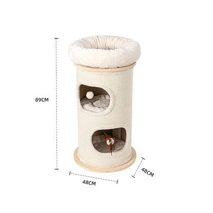 HONEYPOTCAT Cosy Sisal Barrel With Plush Top - Compact 89cm V390-2504S