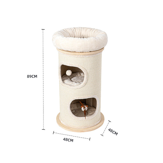 HONEYPOTCAT Cosy Sisal Barrel With Plush Top - Compact 89cm V390-2504S