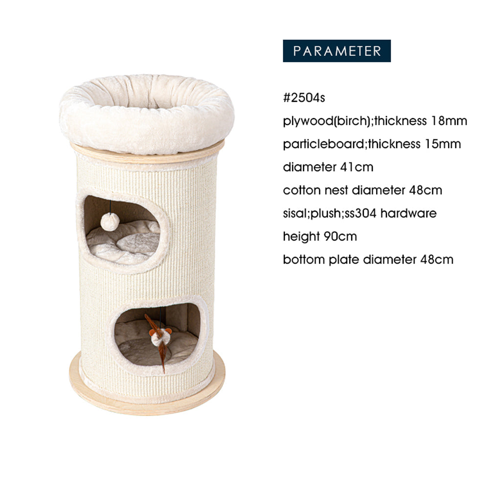 HONEYPOTCAT Cosy Sisal Barrel With Plush Top - Compact 89cm V390-2504S