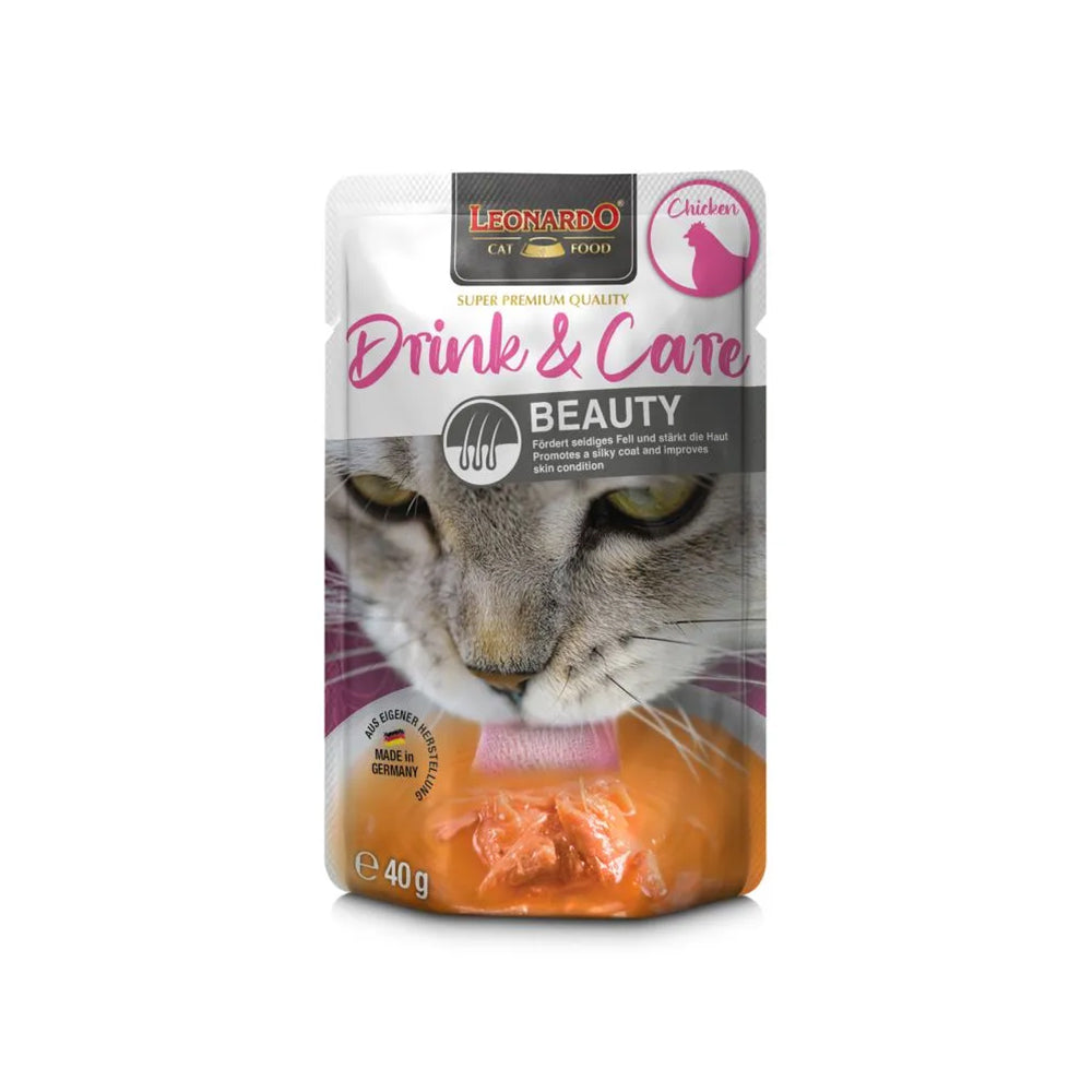 LEONARDO Drink & Care Beauty Chicken Wet Cat Food 40gx20 V390-756675