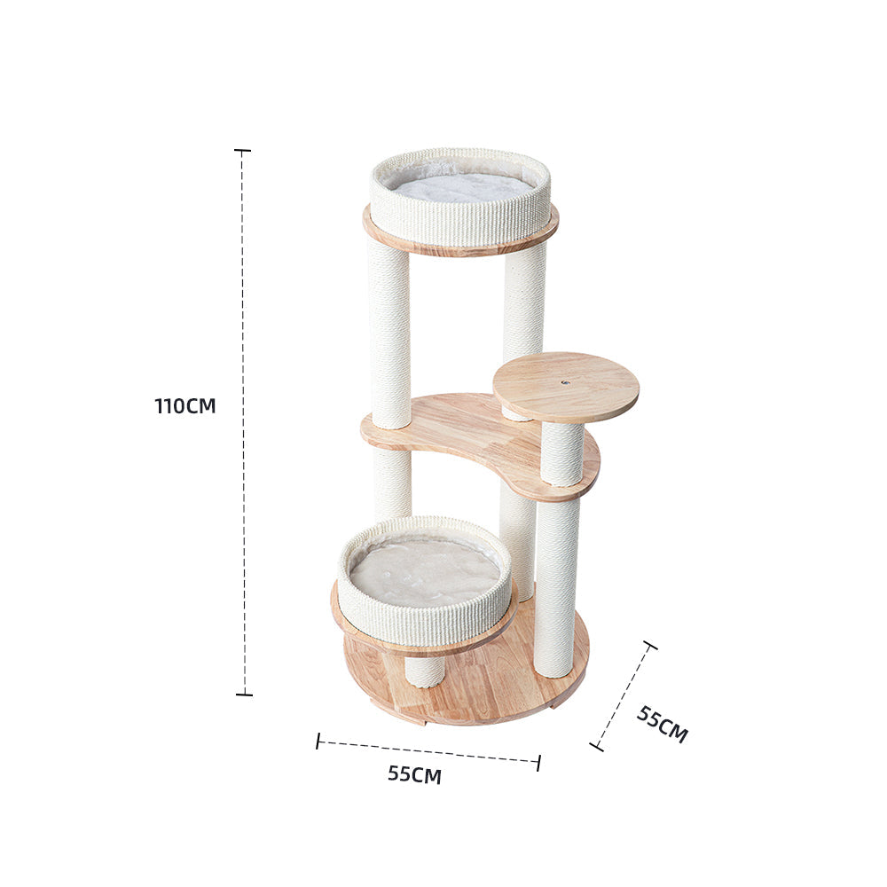 HONEYPOTCAT MZ Simple Joy Wood Cat Tower - Double Delight 110cm V390-AG221122