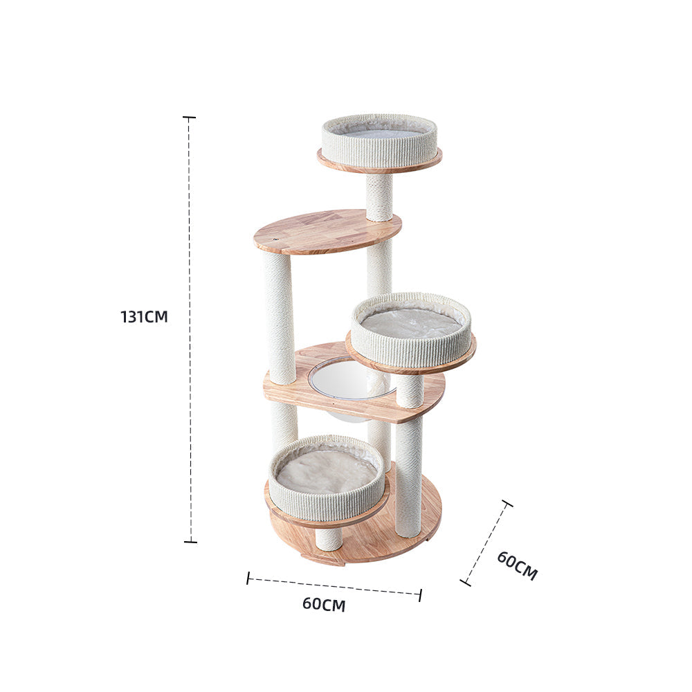 HONEYPOTCAT MZ Simple Joy Wood Cat Tower - Triple Charm 131cm V390-AG221122PRO