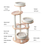HONEYPOTCAT MZ Simple Joy Wood Cat Tower - Triple Charm 131cm V390-AG221122PRO