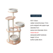 HONEYPOTCAT MZ Simple Joy Wood Cat Tower - Triple Charm 131cm V390-AG221122PRO