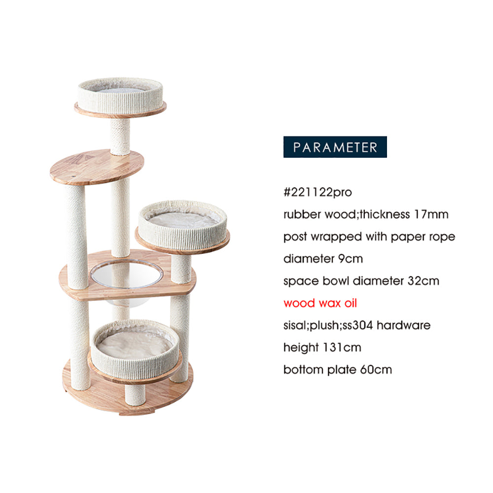 HONEYPOTCAT MZ Simple Joy Wood Cat Tower - Triple Charm 131cm V390-AG221122PRO