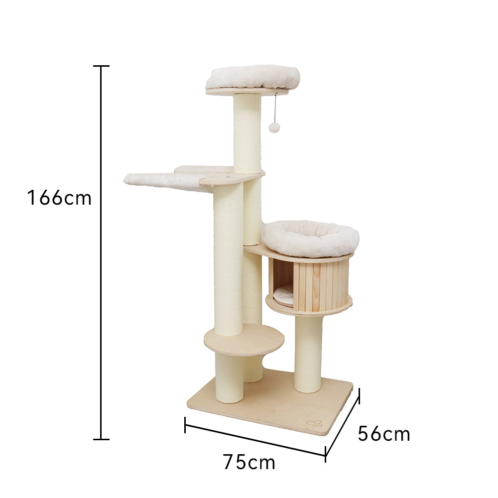 CATIO VINTAGE Solid Wood Cat Climbing Tree Post Scratcher 176cm V390-C2501