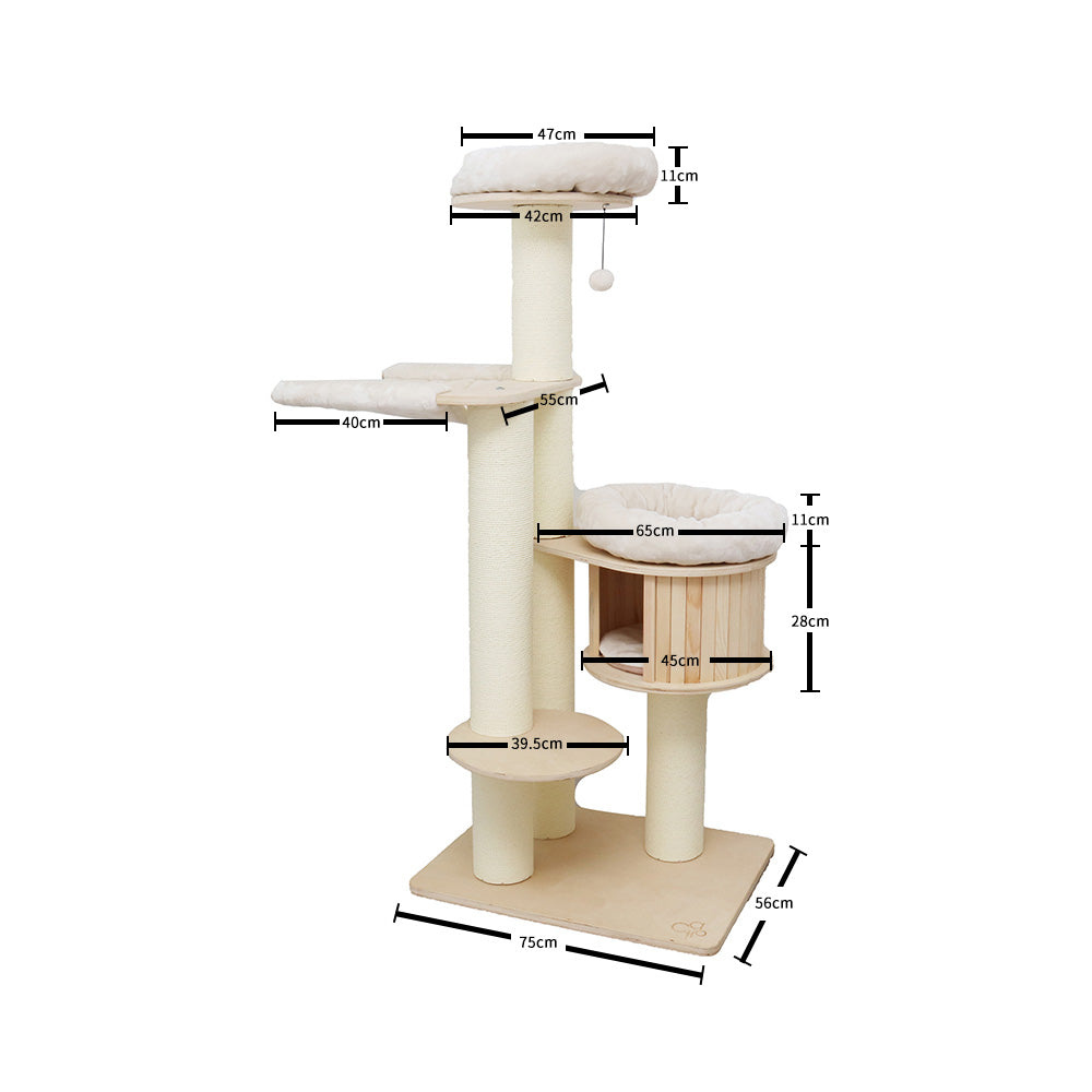 CATIO VINTAGE Solid Wood Cat Climbing Tree Post Scratcher 176cm V390-C2501